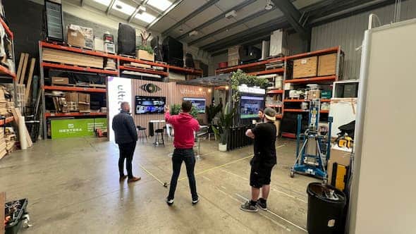 exhibition booth in pre-build in our workshop