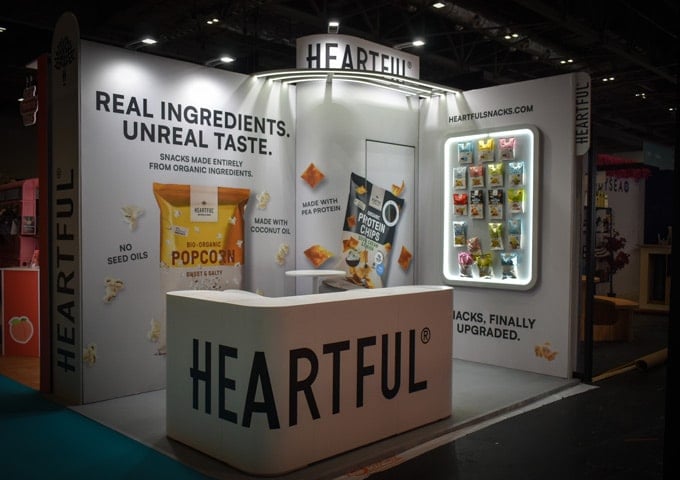 Custom trade show stand for Heartful Snacks at lunch! London