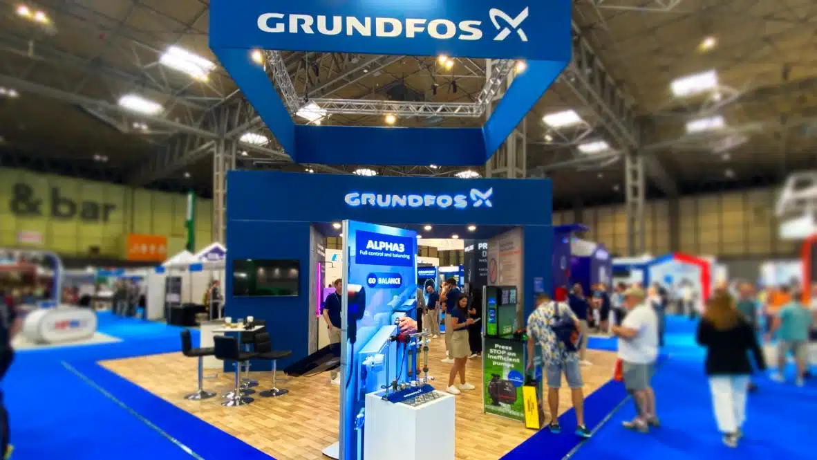 Gundfos hanging banner at Installer show NEC Birmingham