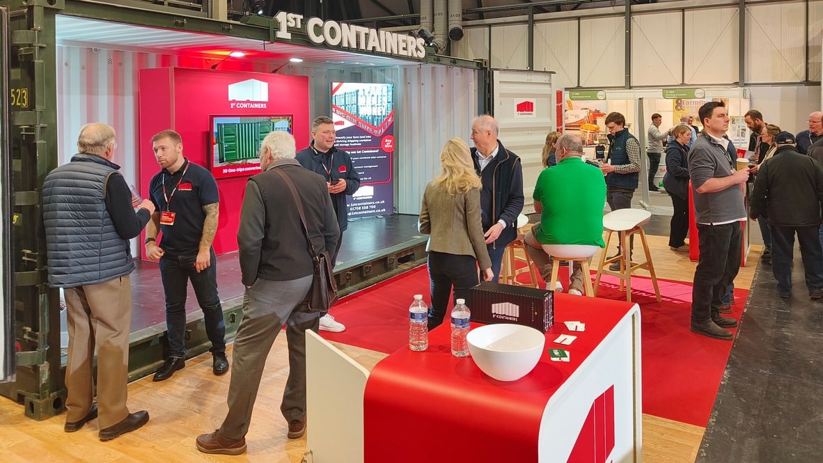 1st containers bespoke exhibition stand LAMMA 1st containers bespoke exhibition stand at LAMMA