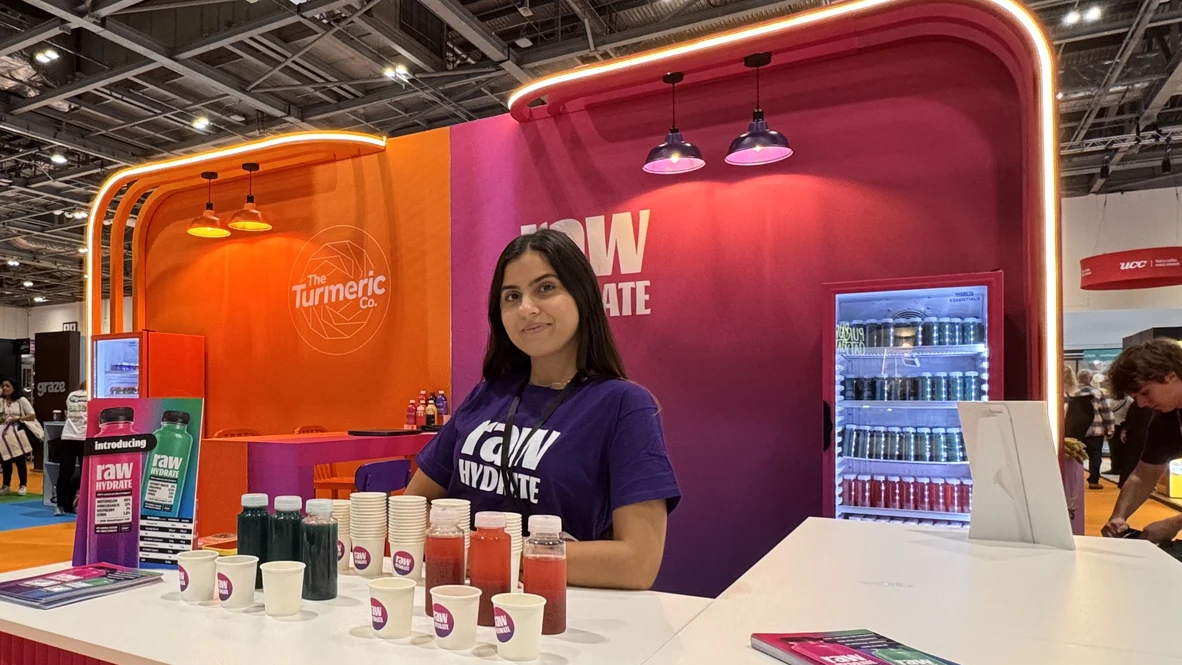 Turmeric Company and Raw Hydrate reconfigurable and reuseable modular exhibition stand at London Excel Turmeric Company and Raw Hydrate reconfigurable and reuseable modular exhibition stand at London Excel